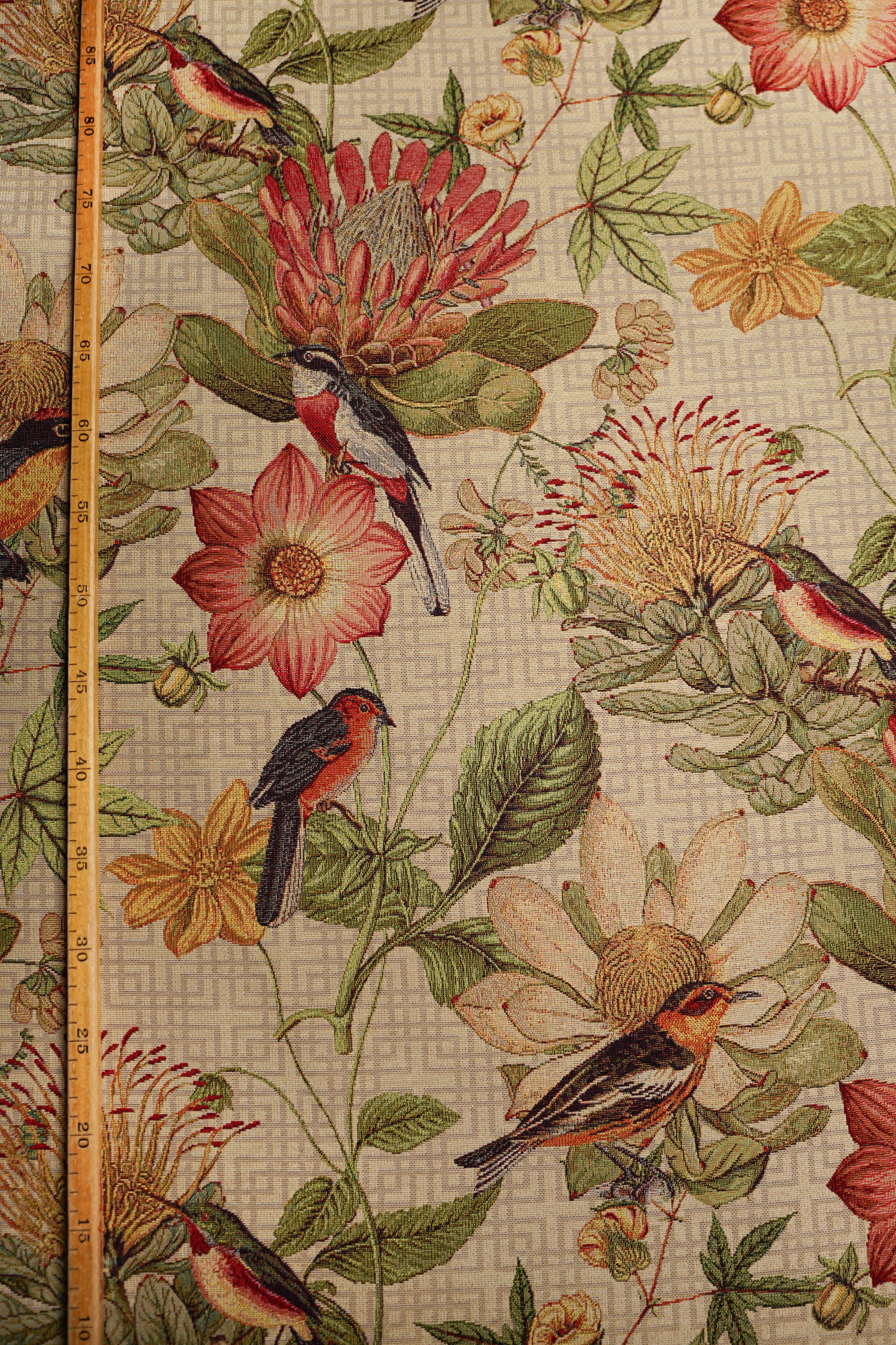 Patterned - Interior - Tapestry - Cotton - Polyester - Botanical birds - Beige - 1581 - Image 5