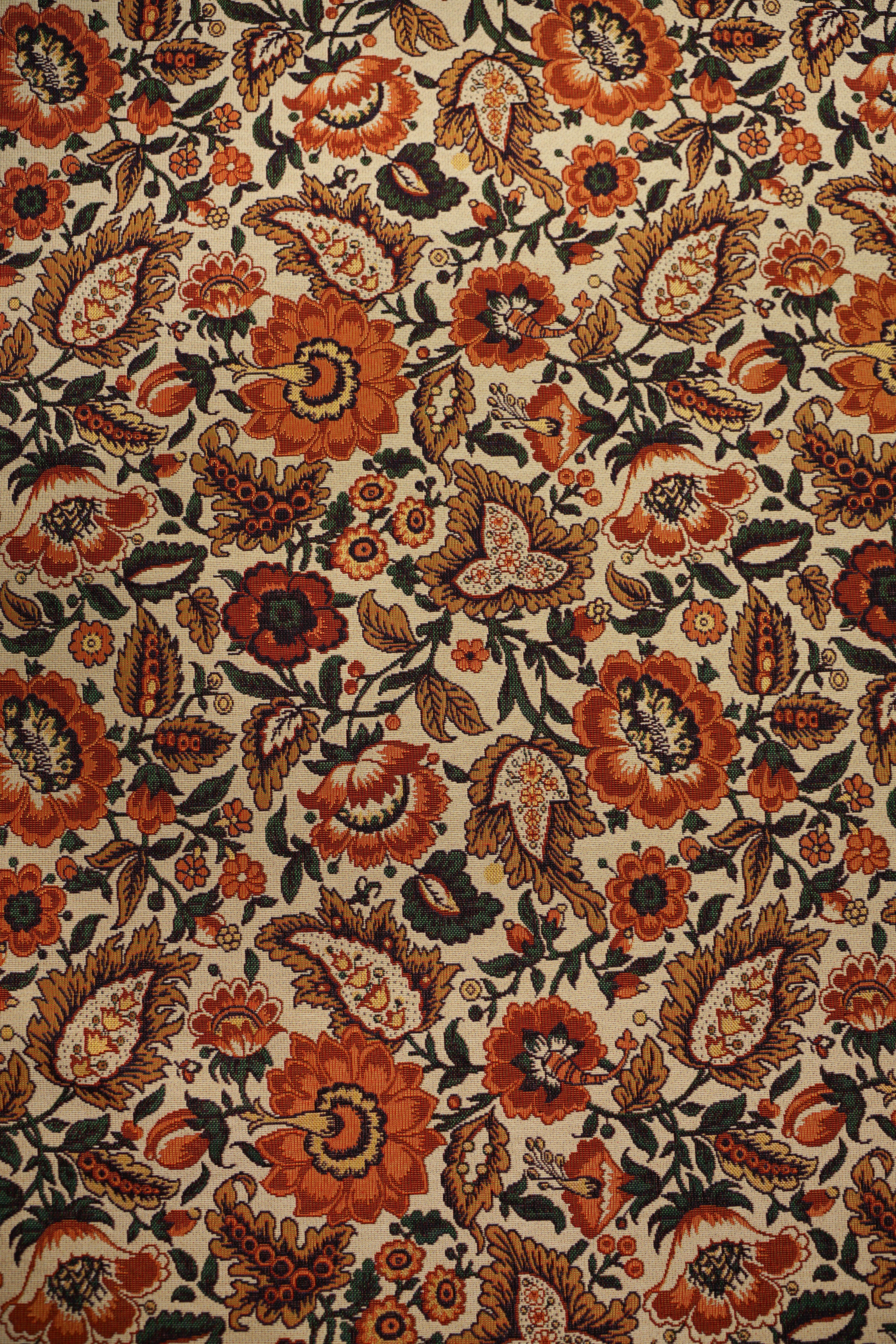 Patterned - Interior - Tapestry - Cotton - Polyester - Retro flower - Orange - 1719 - Image 4
