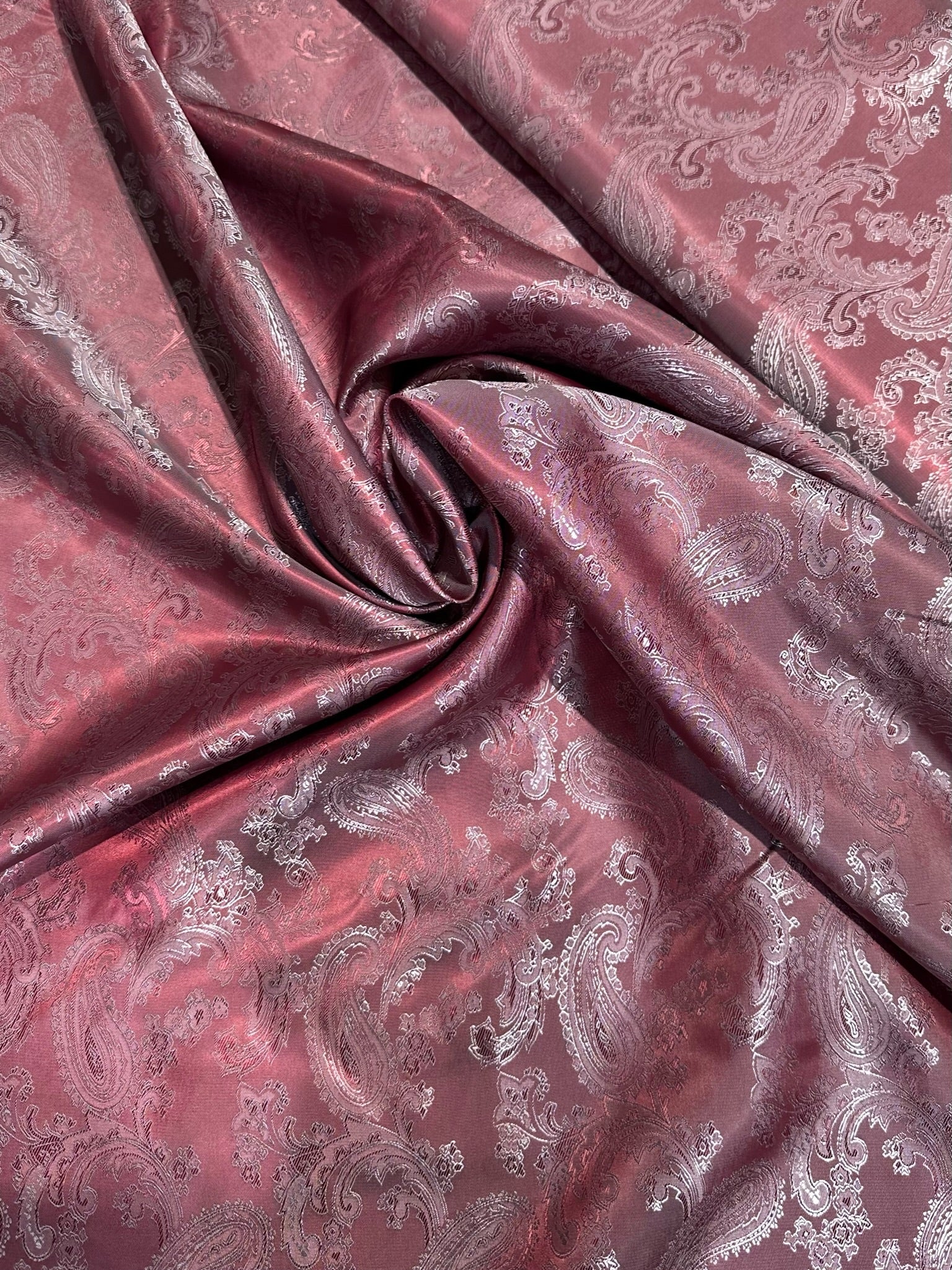 Patterned Lining Paisley Viscose Polyester Burgundy C26 - Image 2