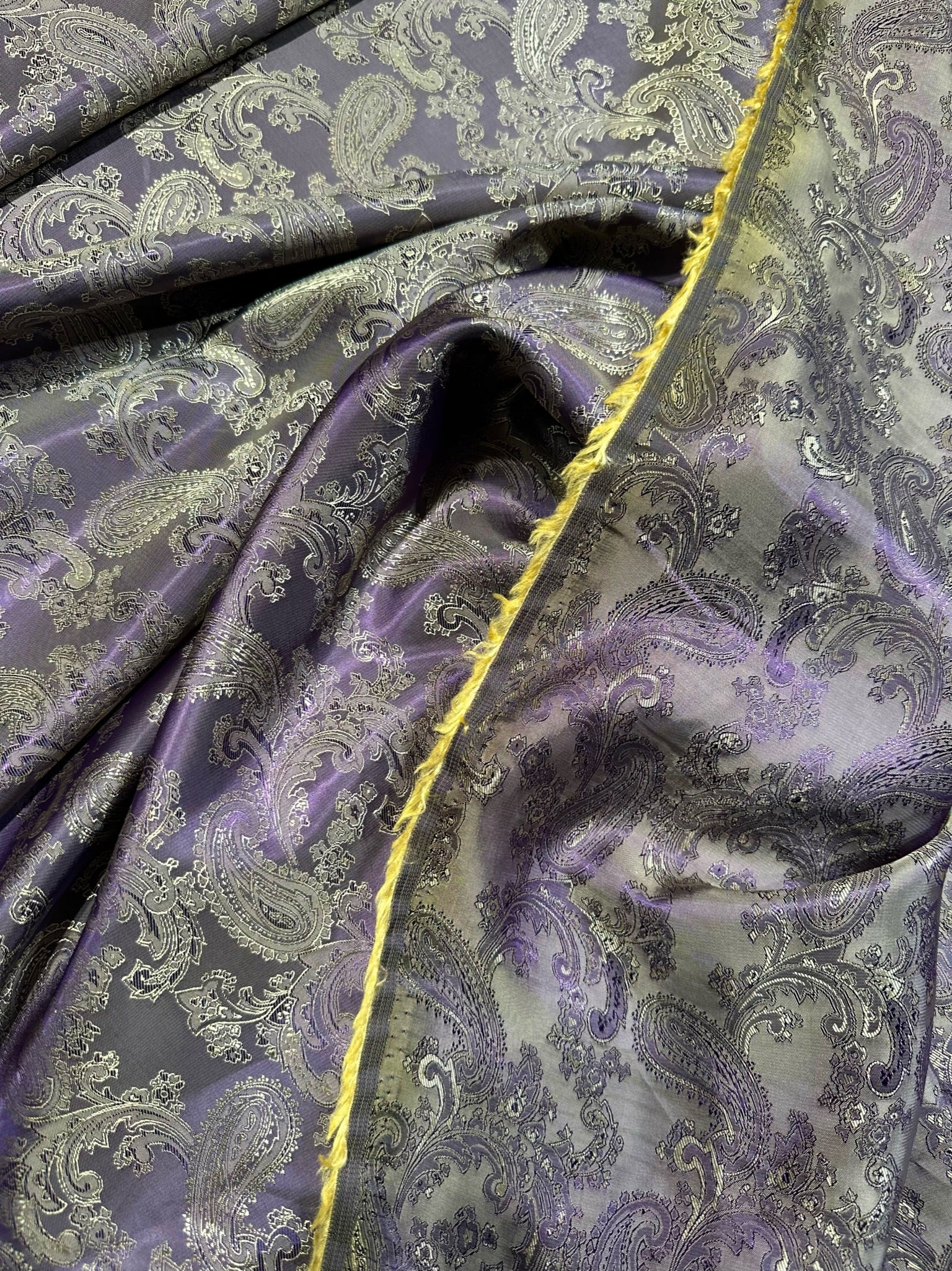 Patterned Lining Paisley Viscose Polyester Purple & Yellow C27 - Image 2