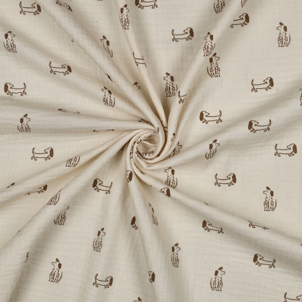 Patterned muslin - Cotton - Double gauze - Dogs - Natural - 34.001 - Image 3