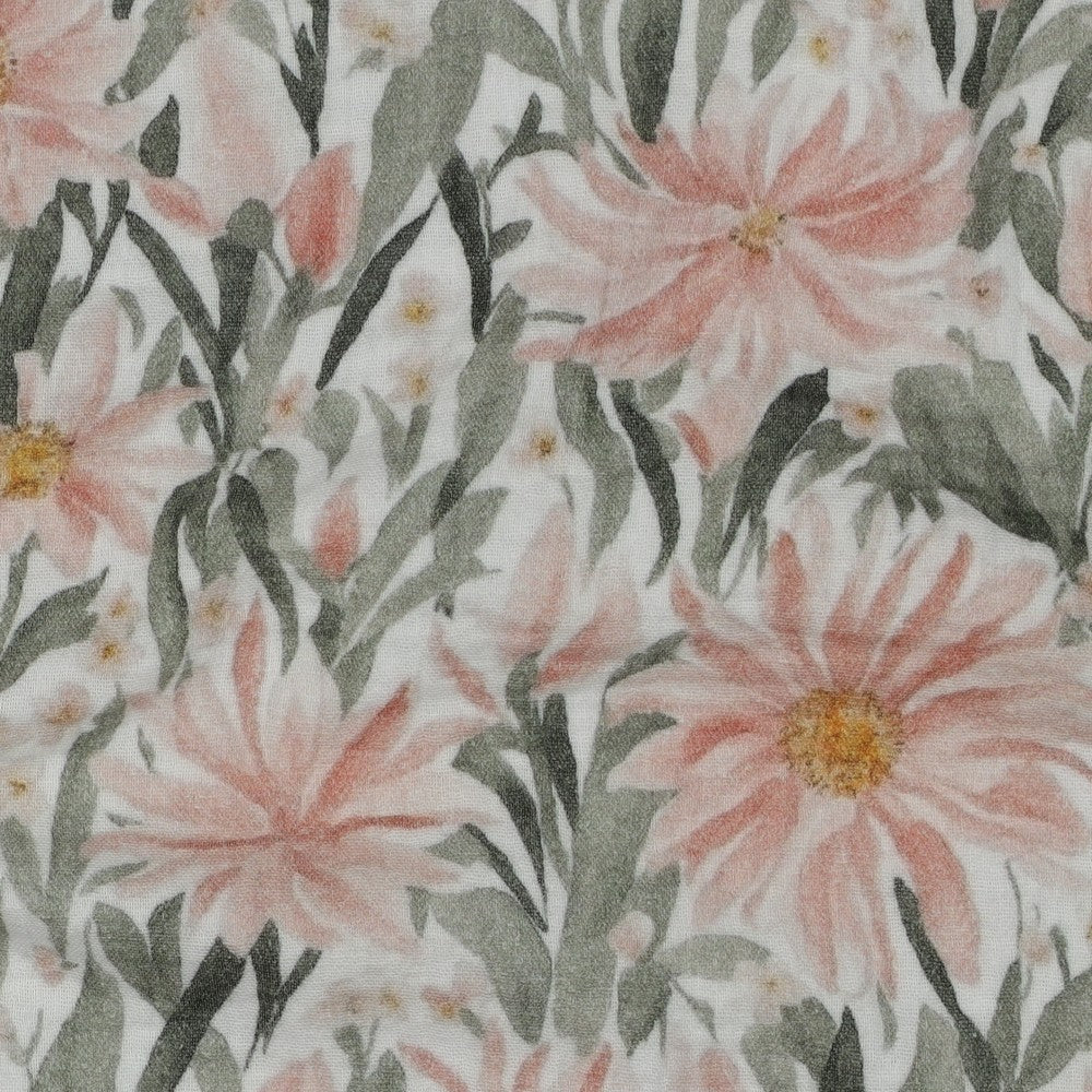 Patterned muslin - Double gauze - Flowers - White - 001 - Image 3
