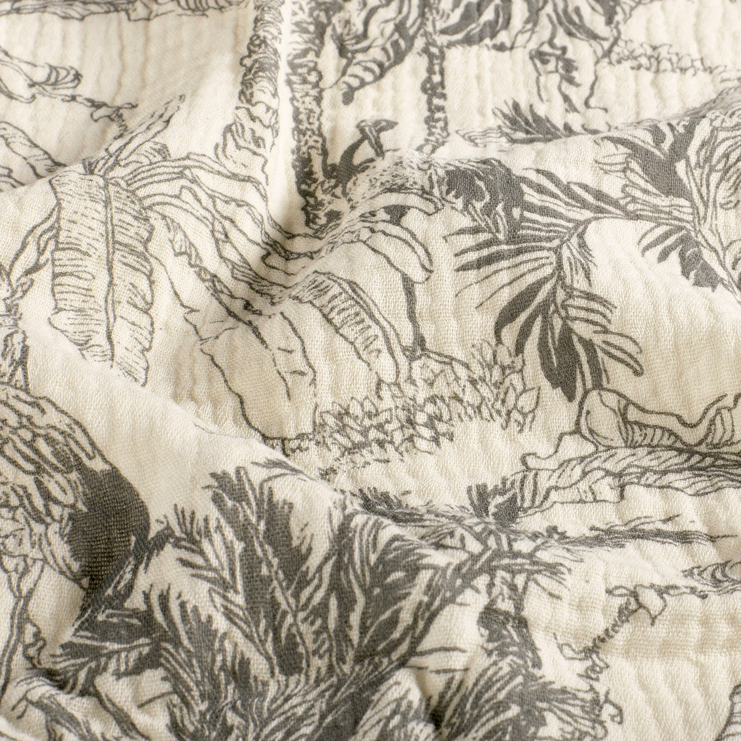 Patterned Muslin - Double Gauze - Jungle - Gray - 063 - Image 2