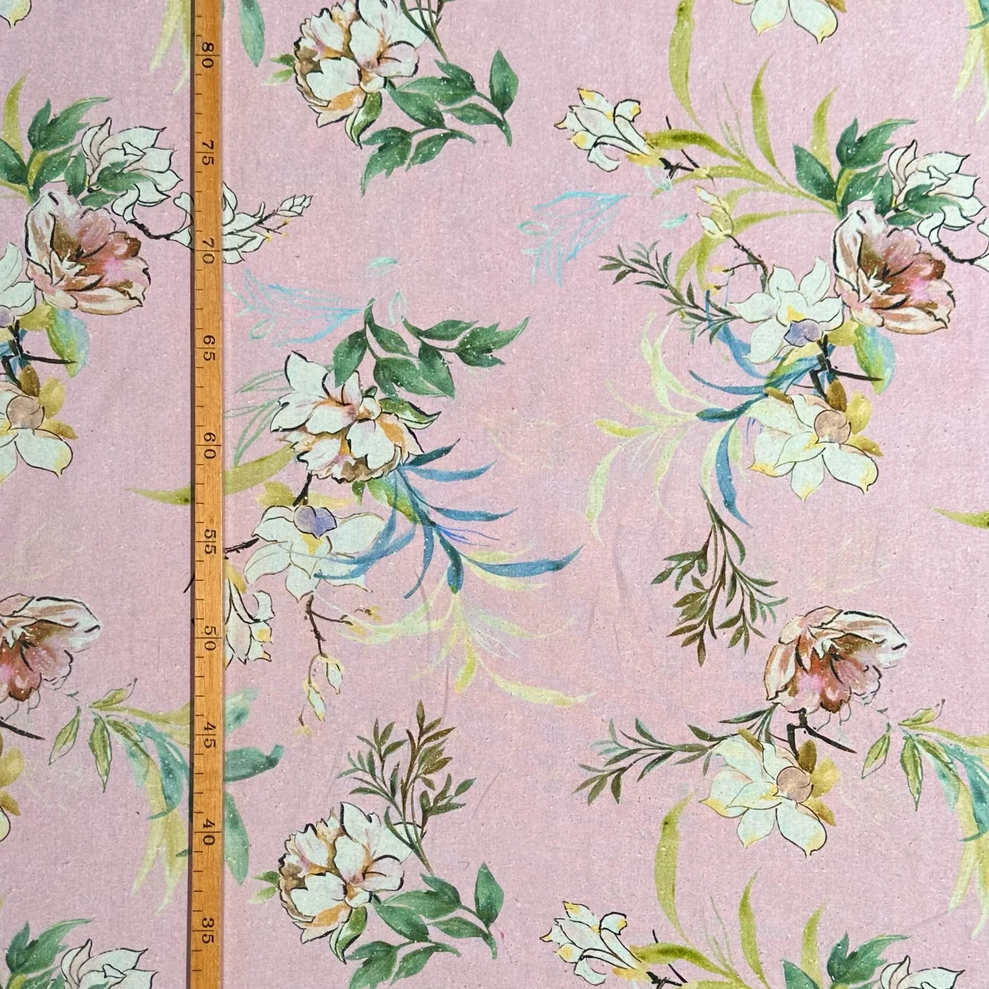 Patterned Raw Silk Pink Flora - Image 3