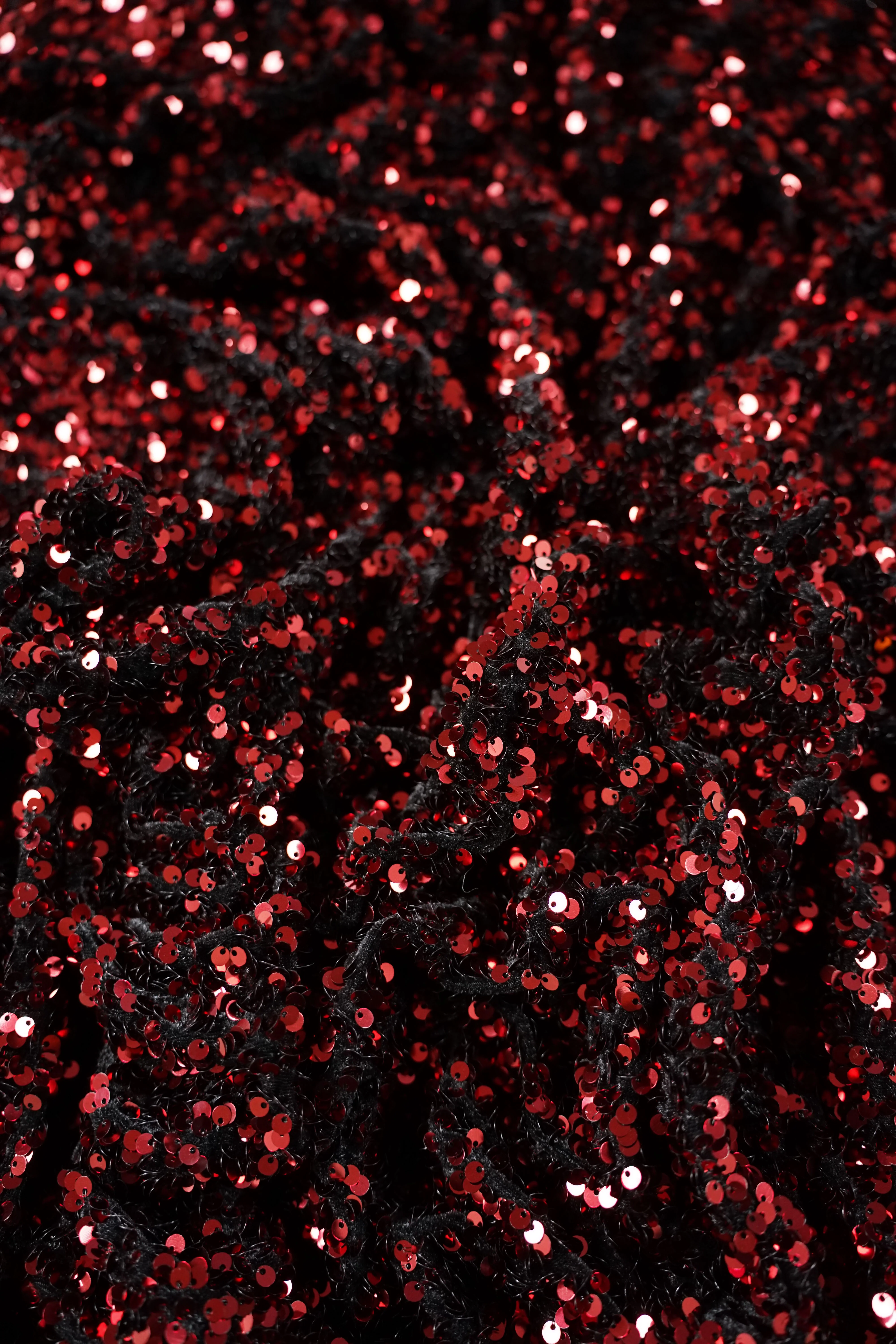 Sequins - Stretch - Velor - Red - 2454