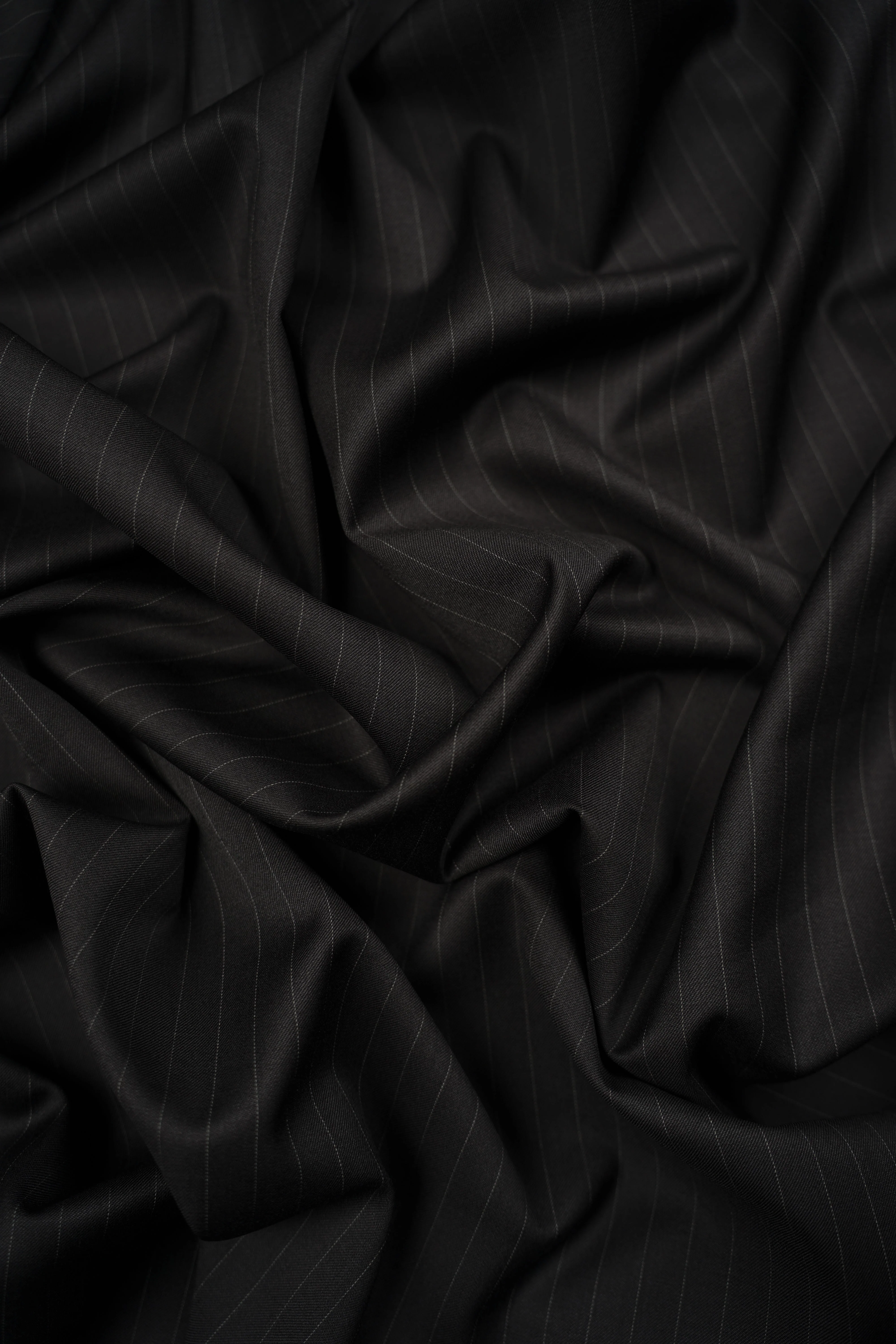 Suit wool - Italy - Virgin wool - Chalk stripe - Super 120 - Gray - 80/BLK - Image 2