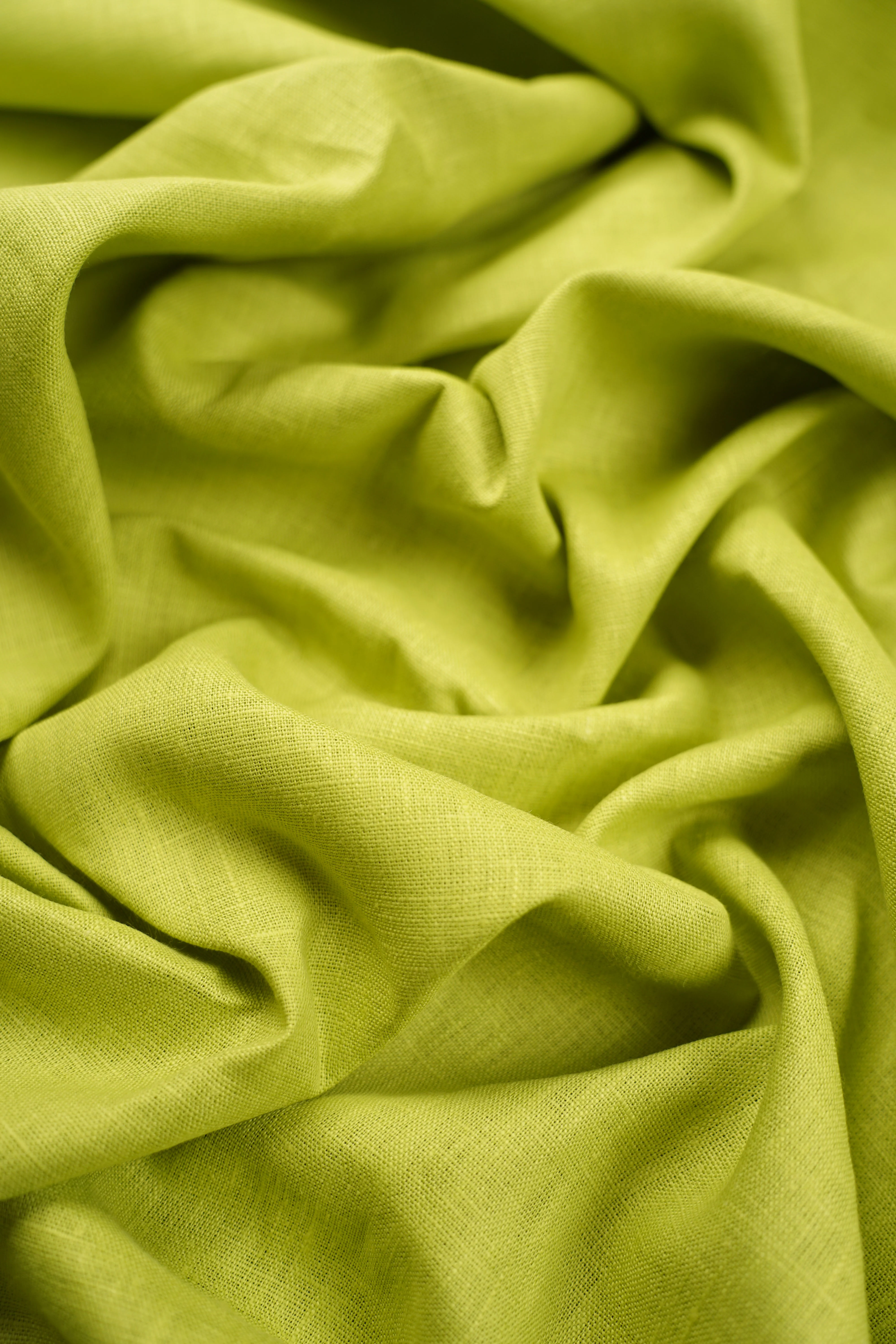 Textured linen fabric - Lime - 0026
