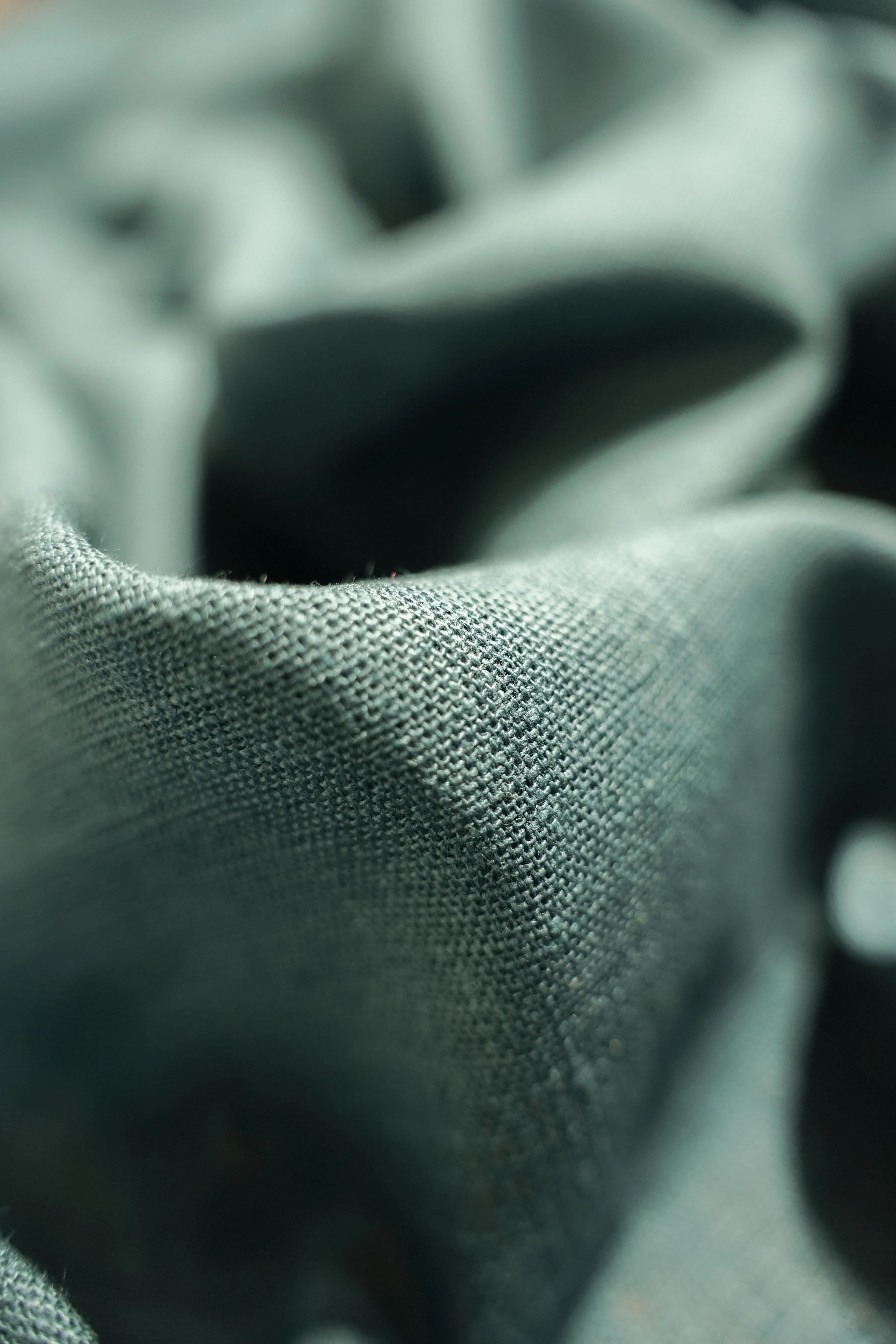 Textured linen fabric - Turquoise, cold - 0502 - Image 4