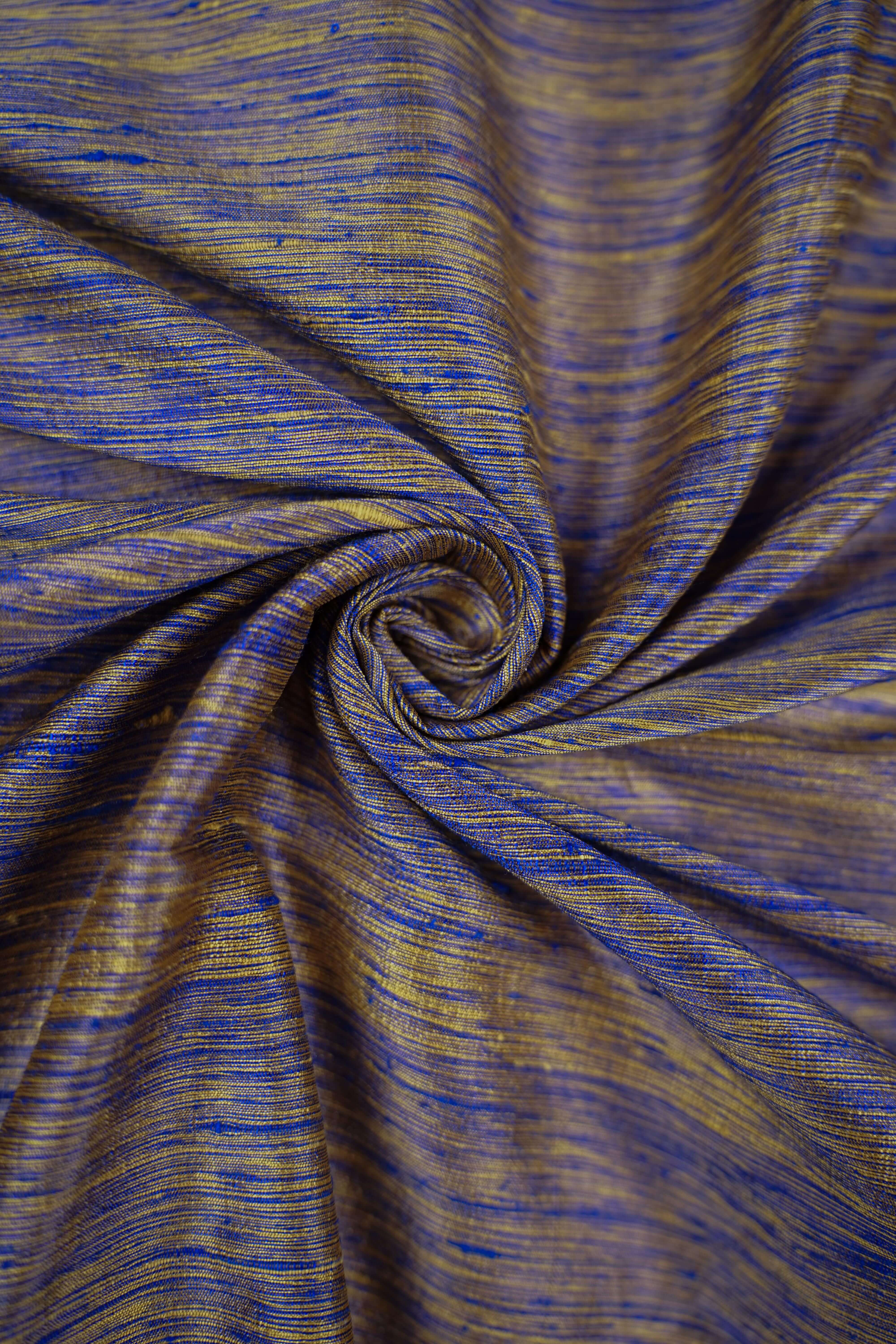 Thai silk - Structure - Royal Blue, Gold-yellow - Royal - Image 5