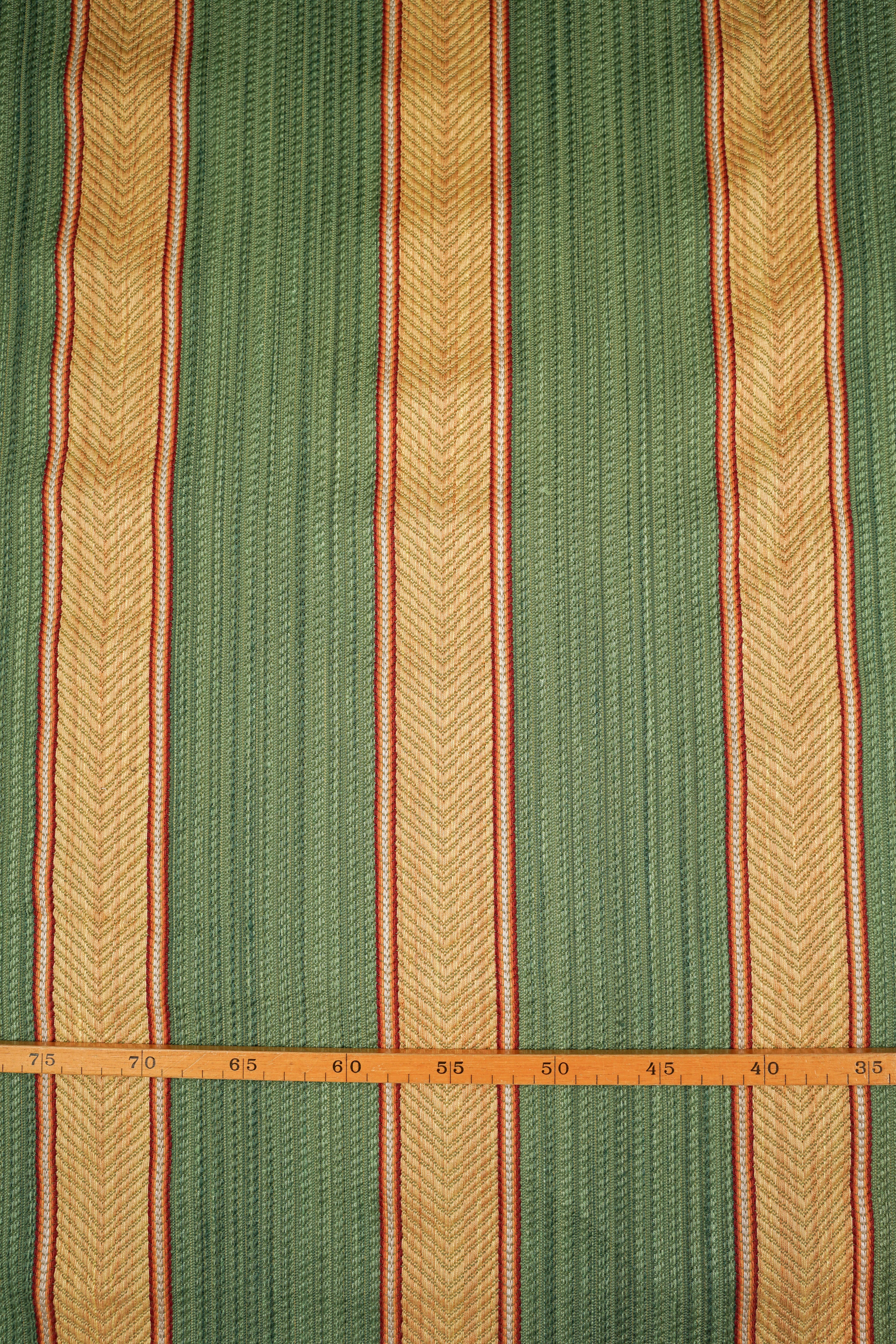 Vintage - Furniture fabric - Cotton - Stripes - Green, yellow - V24 - Image 5