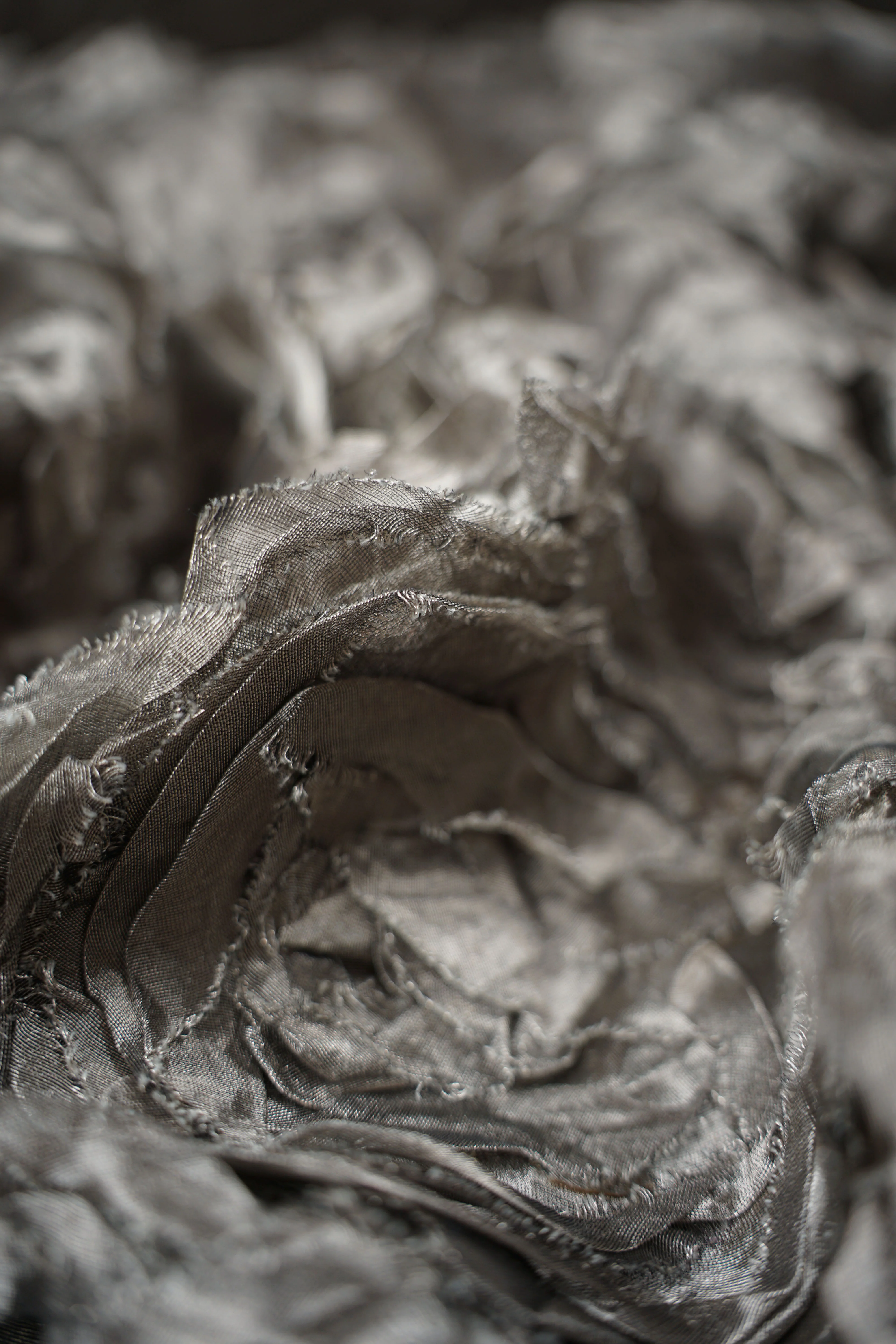 Vintage - Silk Organza - 3D Pattern - Roses - Silver Gray - VS37 - Image 3