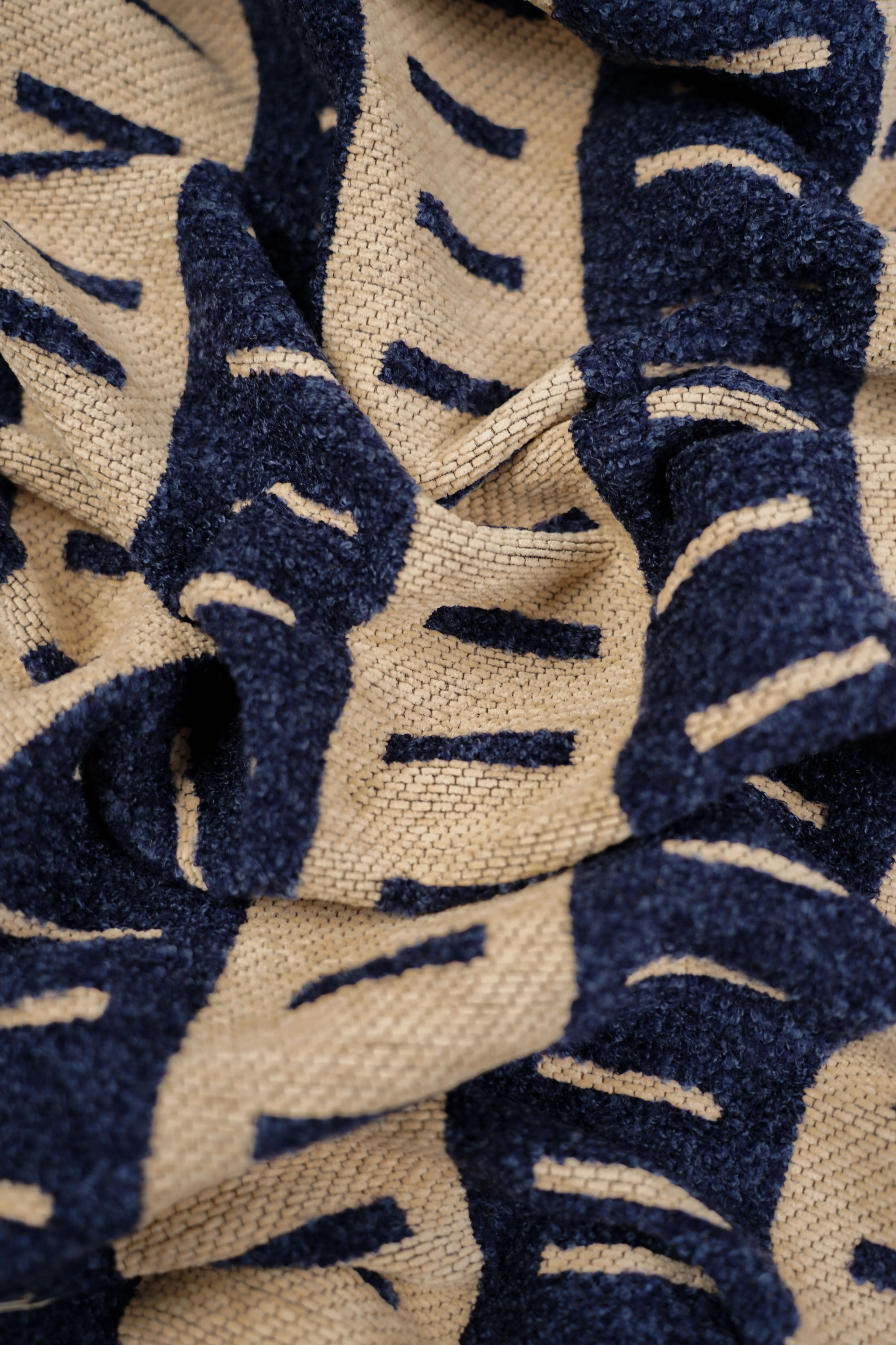 Vintage - Upholstery fabric - Patterned - Fringe - Blue, creme - V23 - Image 4